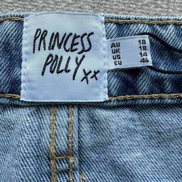 NWT Princess Polly Zakai Cargo Denim Mini Skirt Light Blue Size‎ 14 - Picture 5 of 6